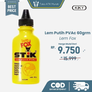 Lem Fox Stik - Lem Putih PVAc 60grm | Lem Kertas & Kerajinan – K